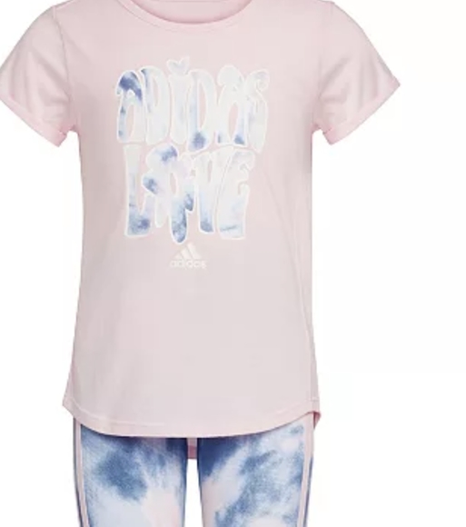 ADIDAS TODDLER GIRLS LOVE TEE & PRINTED BIKE SHORT SET SIZE 3T NWT ❤ - Picture 4 of 4